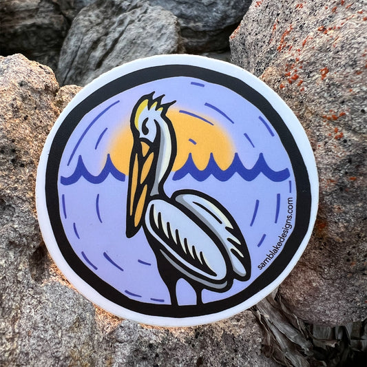 Pelican Perched- Vinyl Sticker