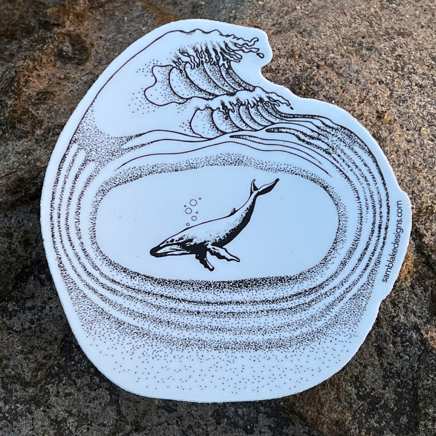 Grey whale-whale art-wave art-vinyl sticker